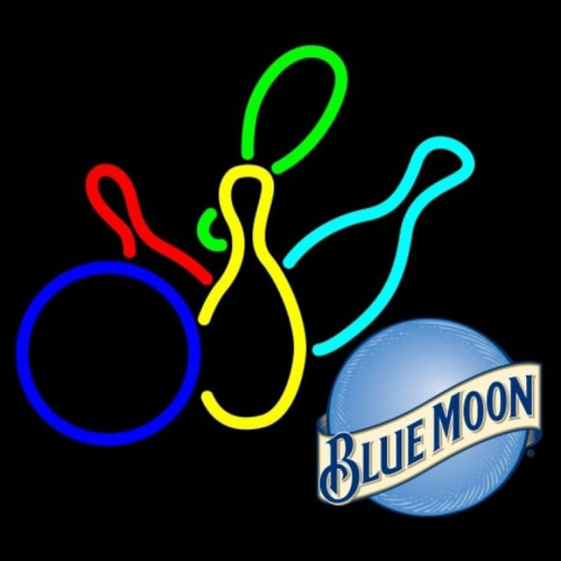 Blue Moon Colored Bowlings Beer Sign Neonreclame