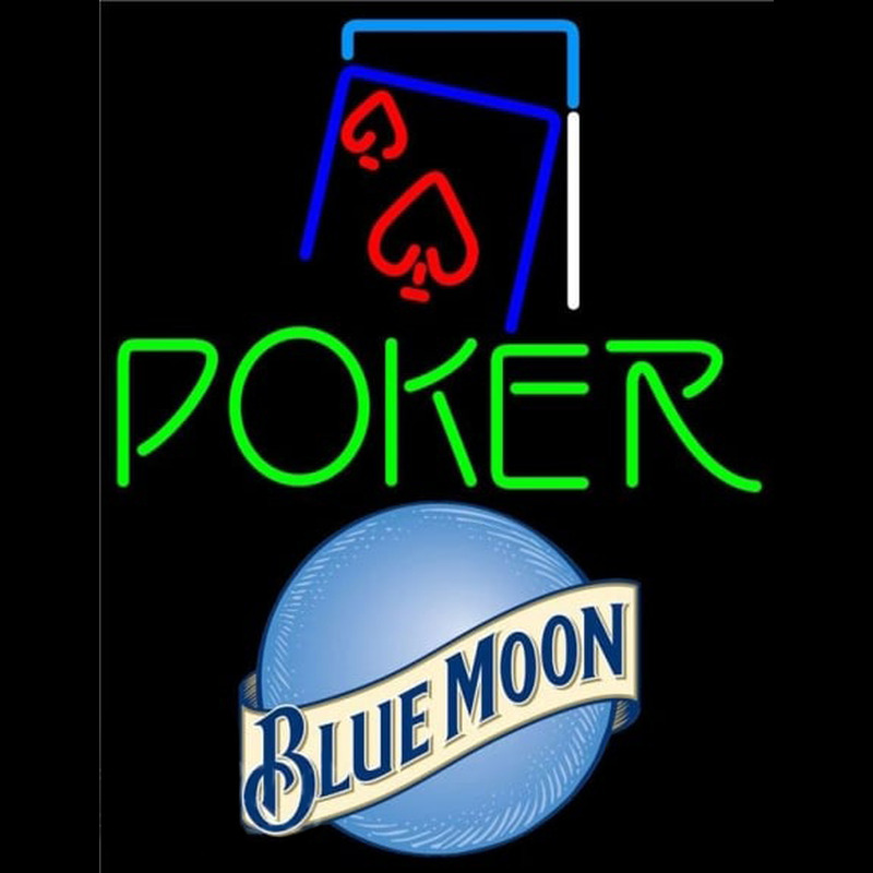 Blue Moon Green Poker Red Heart Beer Sign Neonreclame
