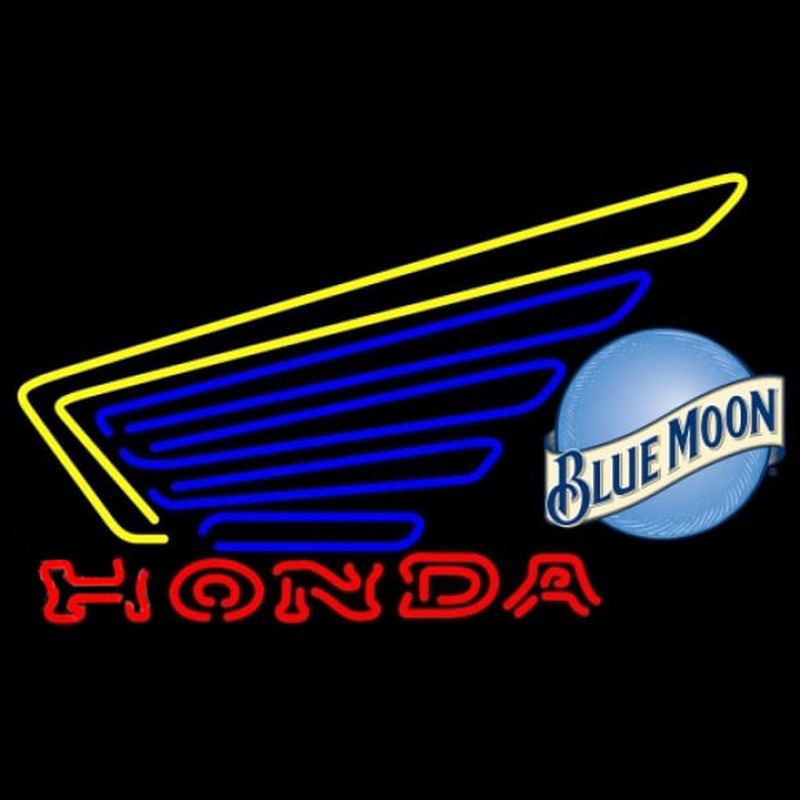 Blue Moon Honda Motorcycles Gold Wing Beer Sign Neonreclame