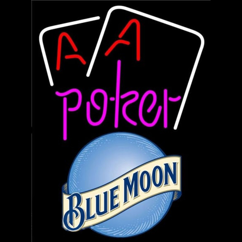 Blue Moon Purple Lettering Red Aces White Cards Beer Sign Neonreclame