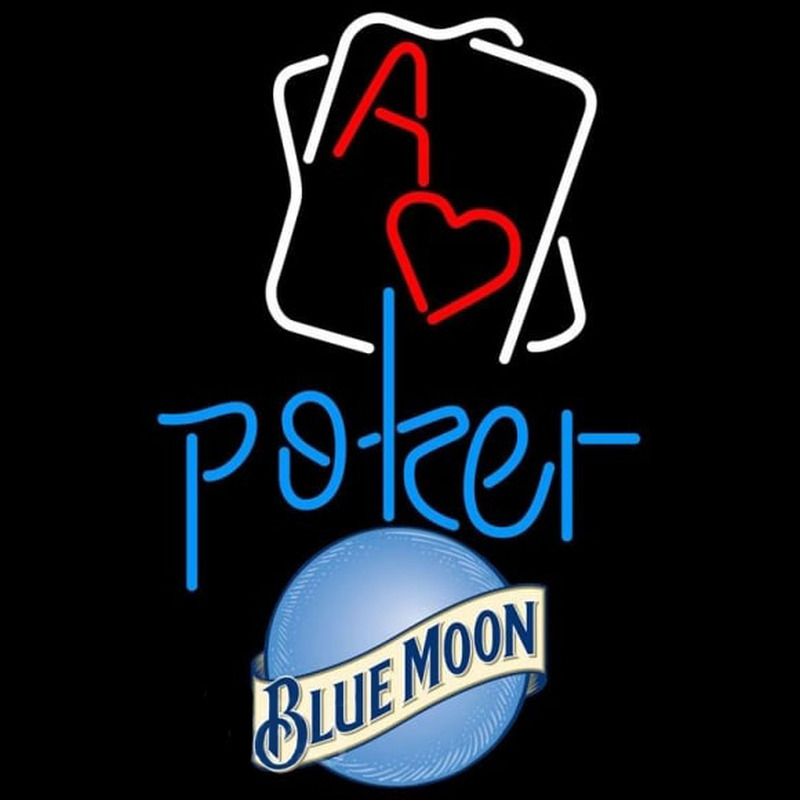 Blue Moon Rectangular Black Hear Ace Beer Sign Neonreclame