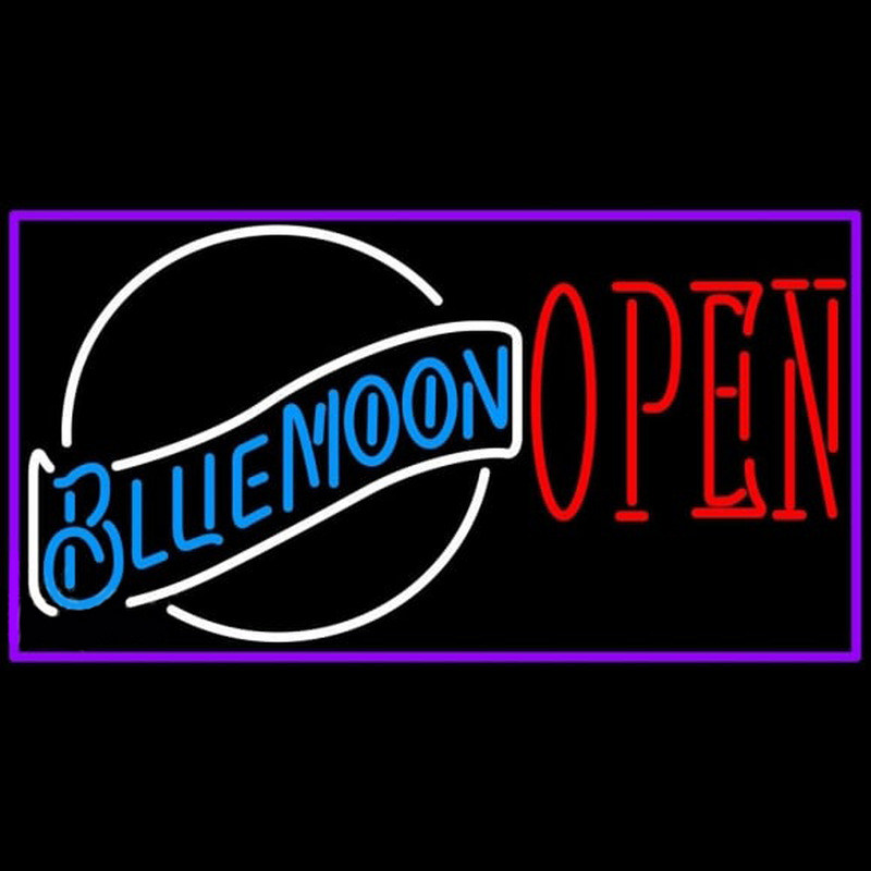 Blue Moon White Open Beer Sign Neonreclame