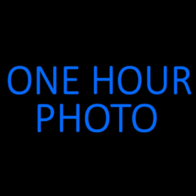Blue One Hour Photo Block Neonreclame