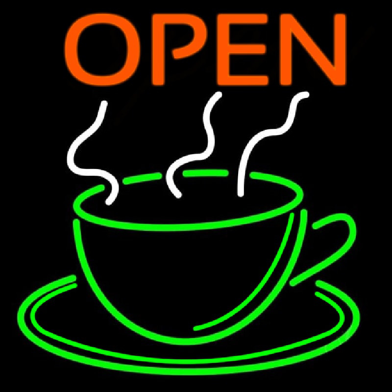Blue Open Coffee Cup Neonreclame