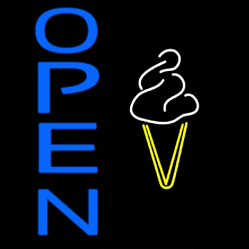 Blue Open Ice Cream Cone Neonreclame