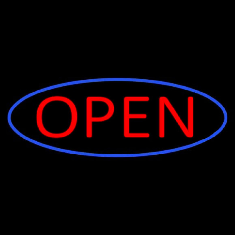 Blue Open With Red Oval Border Neonreclame