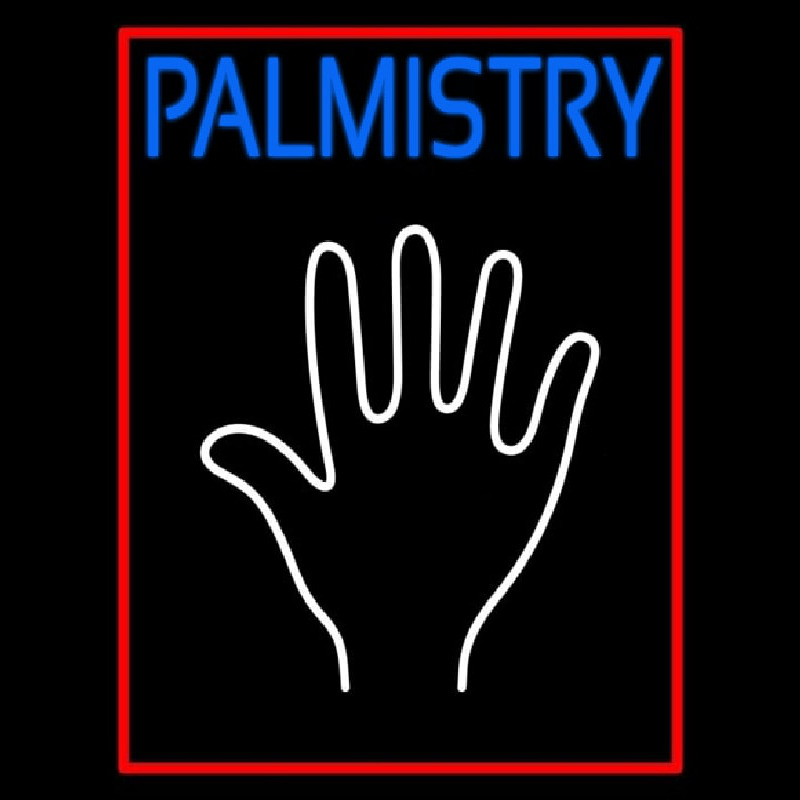 Blue Palmistry Red Border Neonreclame