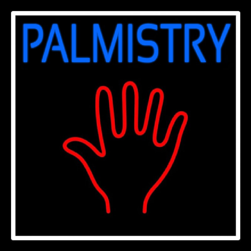 Blue Palmistry White Border Neonreclame