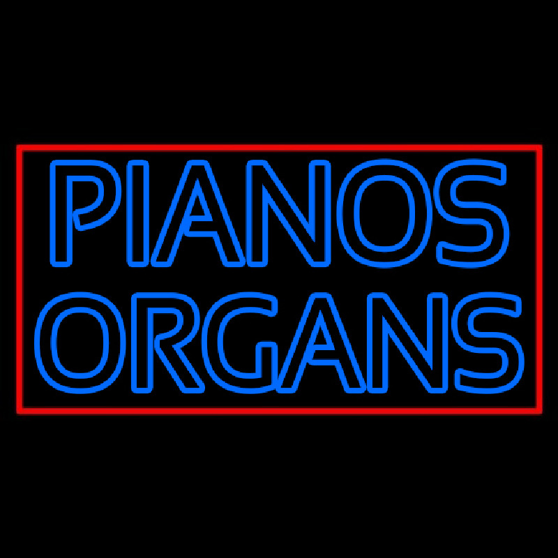 Blue Pianos Organs Block Red Border Neonreclame