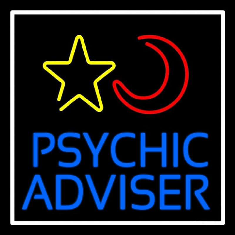 Blue Psychic Advisor With Logo White Border Neonreclame