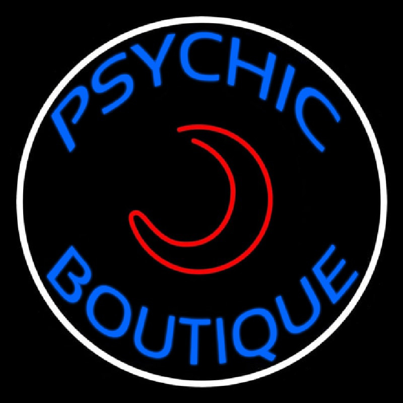 Blue Psychic Boutique White Border Neonreclame