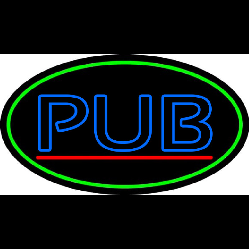 Blue Pub Oval With Green Border Neonreclame