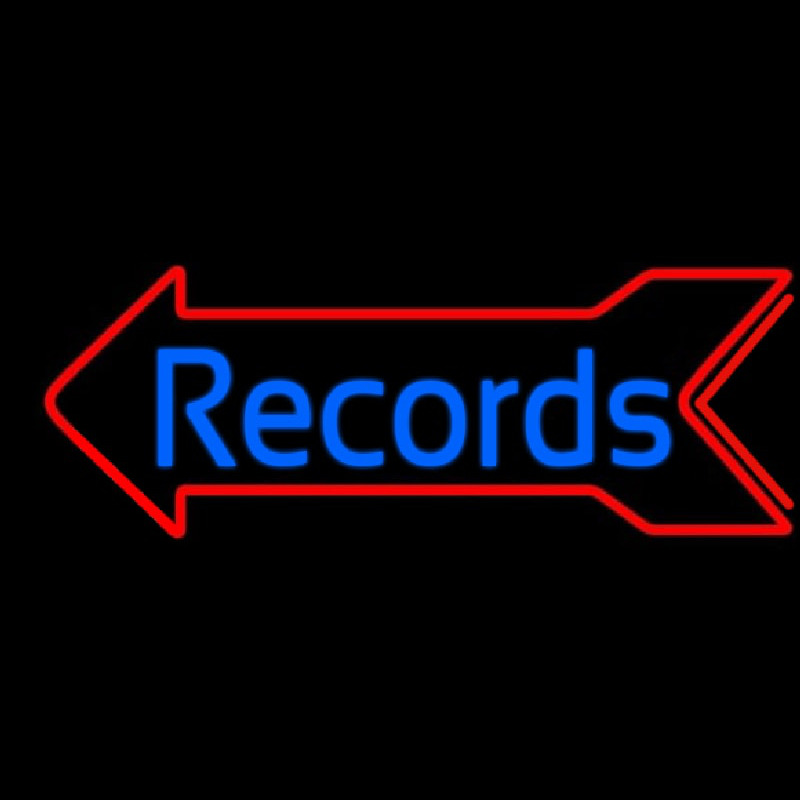 Blue Records In Cursive 1 Neonreclame
