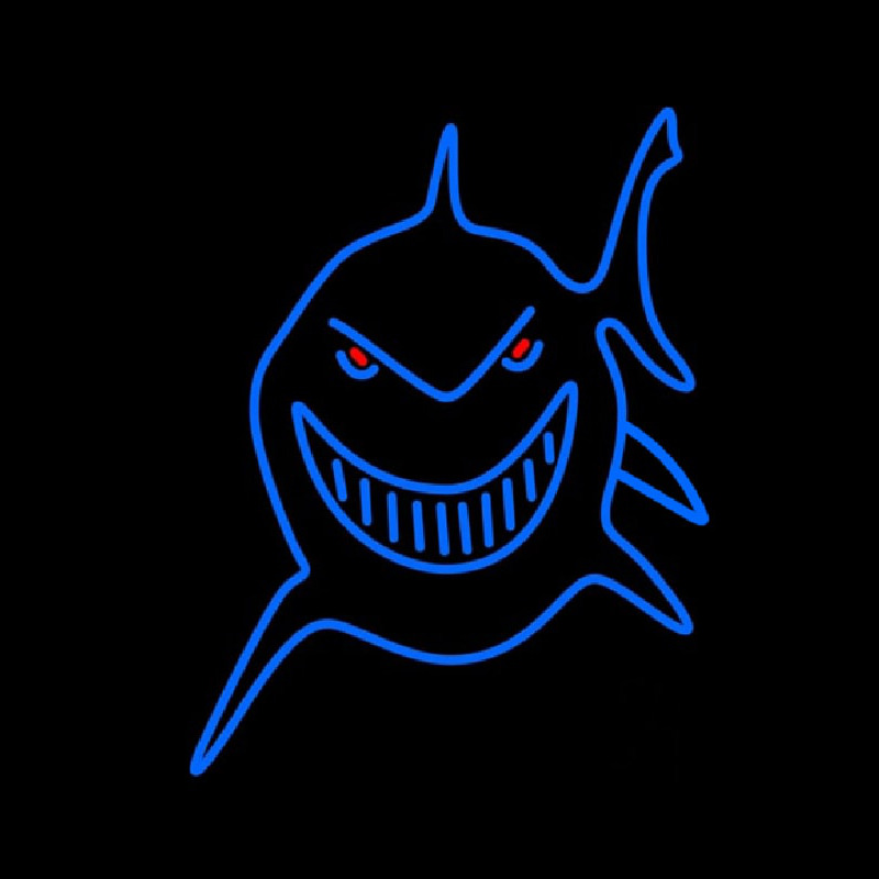 Blue Shark Face Neonreclame