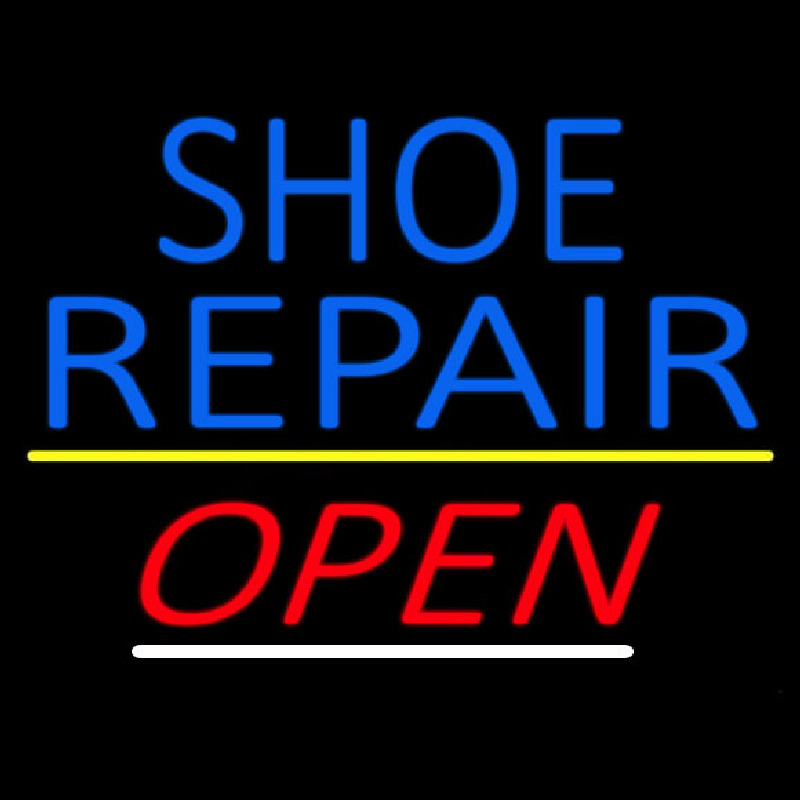 Blue Shoe Repair Open With Line Neonreclame