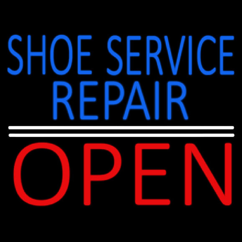 Blue Shoe Service Repair Open Neonreclame