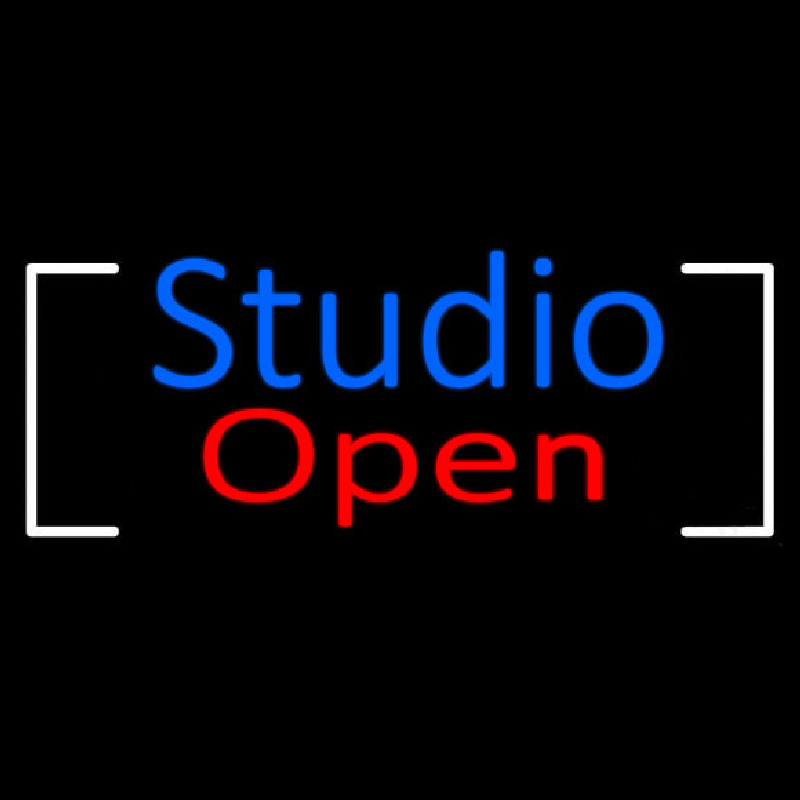 Blue Studio Red Open Border Neonreclame