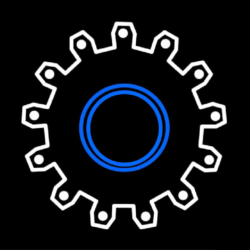 Blue White Gear Series Neonreclame