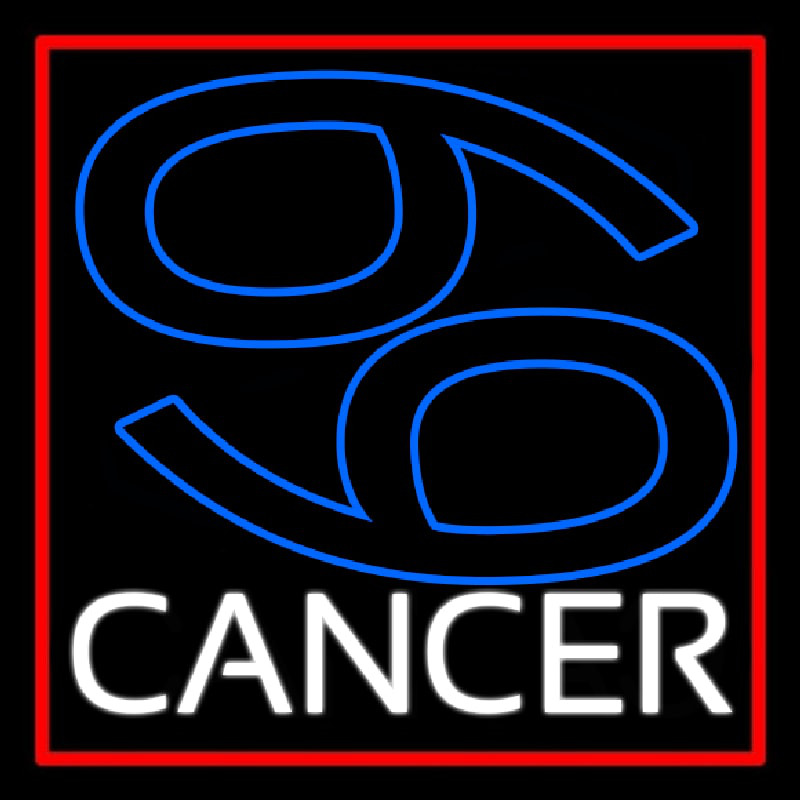 Blue Zodiac White Cancer Red Border Neonreclame