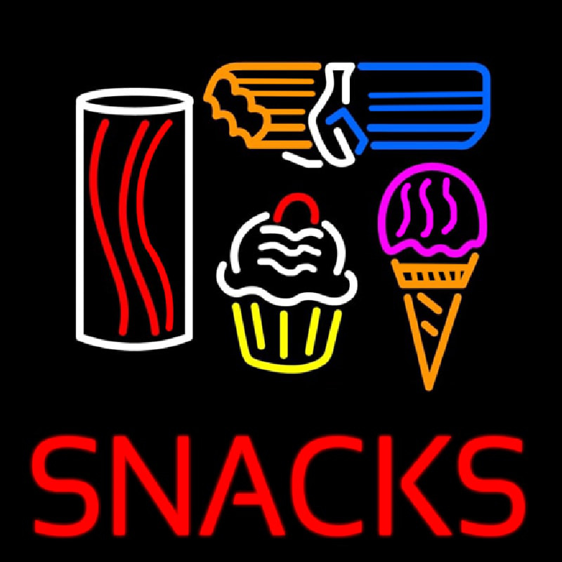 Board Snacks Ice Cream Real Glass Tube Bar Neonreclame