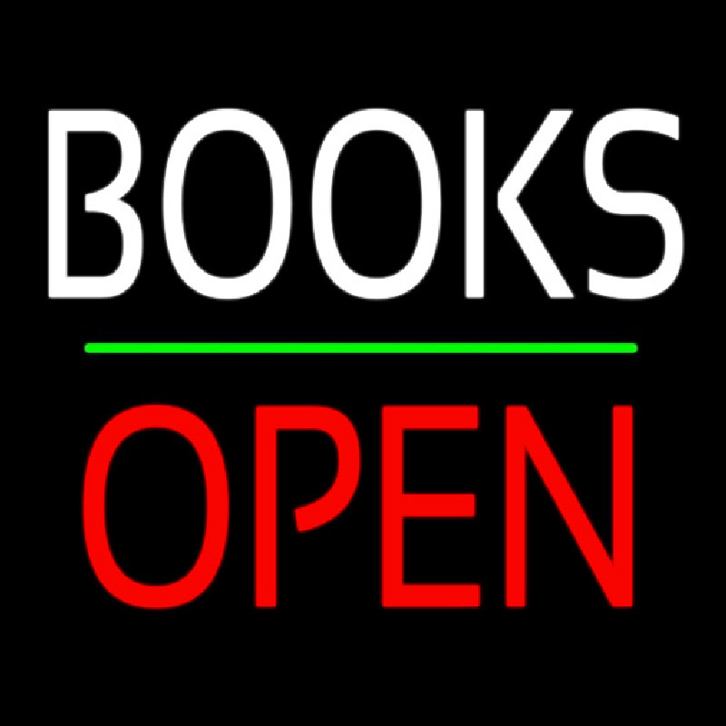 Books Block Open Green Line Neonreclame