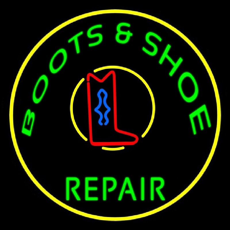 Boots And Shoes Repair With Border Neonreclame