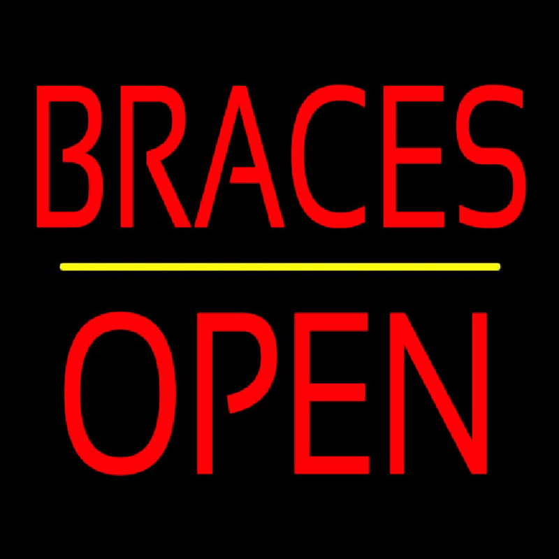 Braces Block Open Yellow Line Neonreclame