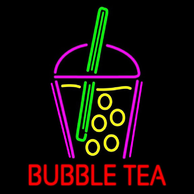 Bubble Tea With Glass Neonreclame