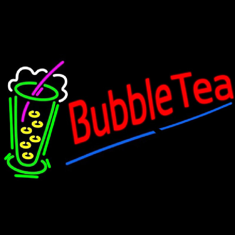 Bubble Tea With Tea Glass Neonreclame
