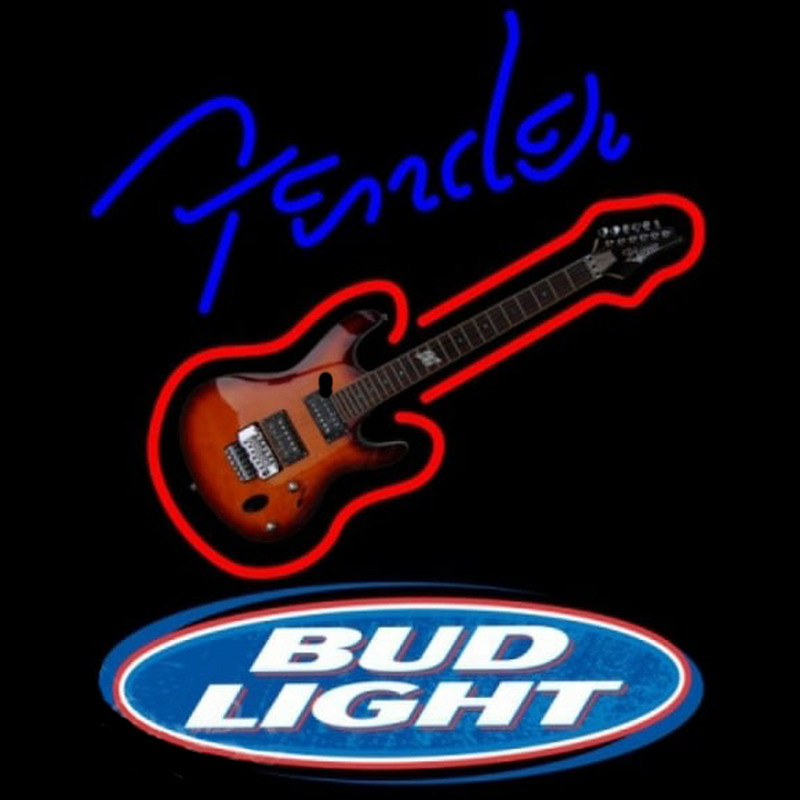 Bud Light Fender Blue Red Guitar Beer Sign Neonreclame