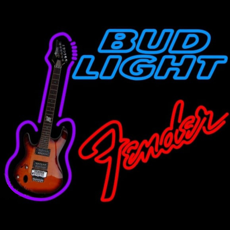 Bud Light Fender Red Guitar Beer Sign Neonreclame