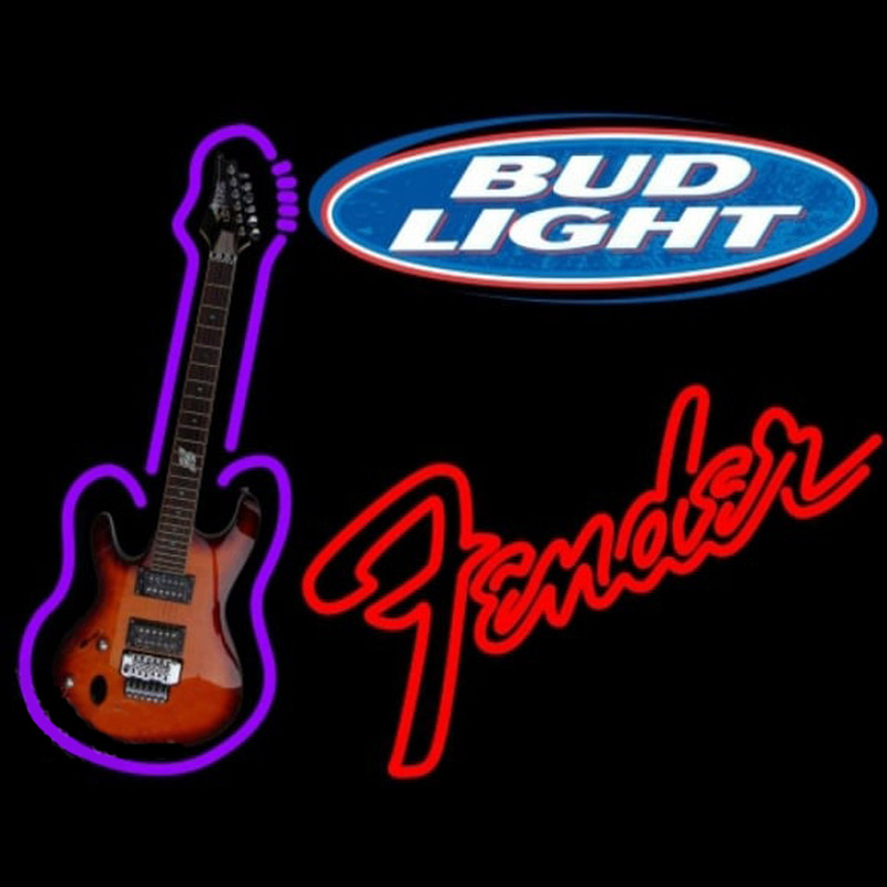 Bud Light Fender Red Guitar Beer Sign Neonreclame