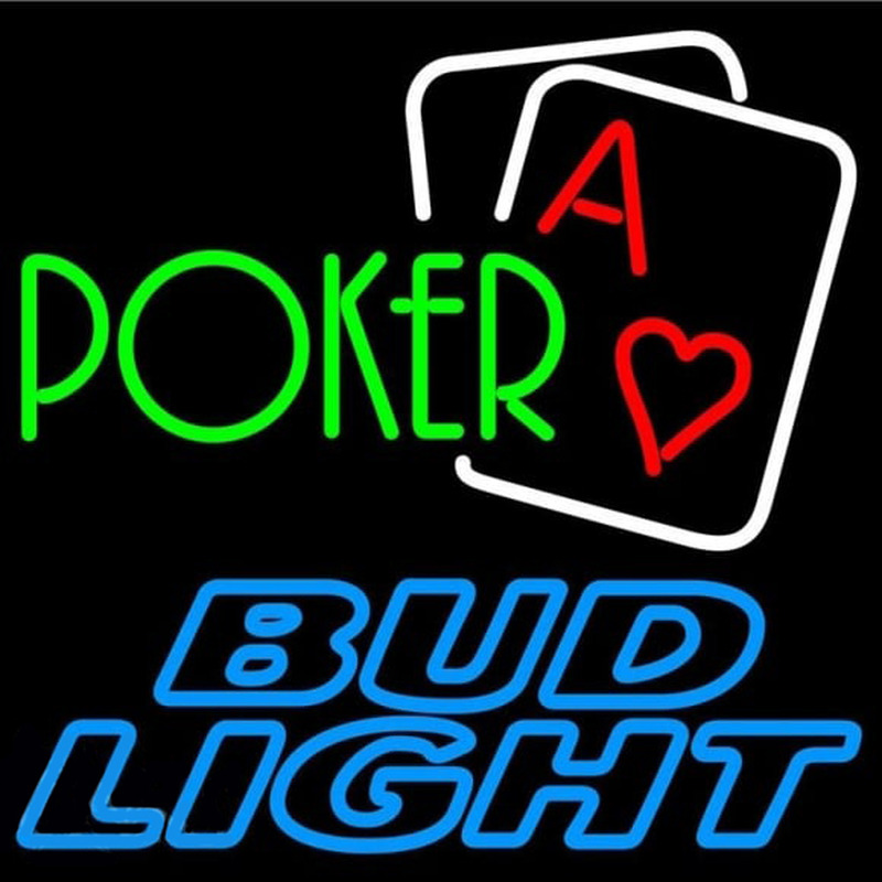 Bud Light Green Poker Beer Sign Neonreclame