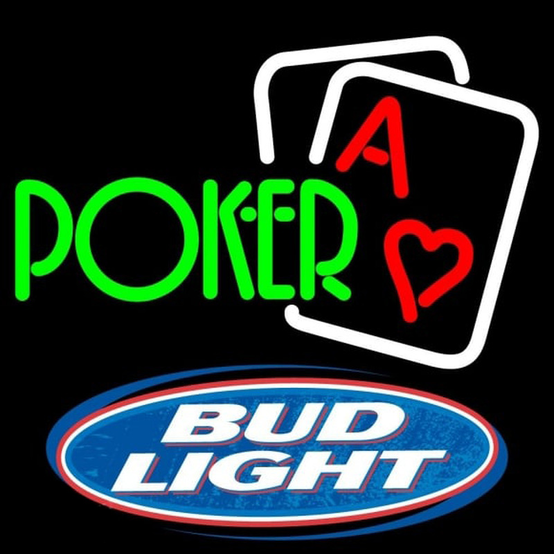 Bud Light Green Poker Beer Sign Neonreclame