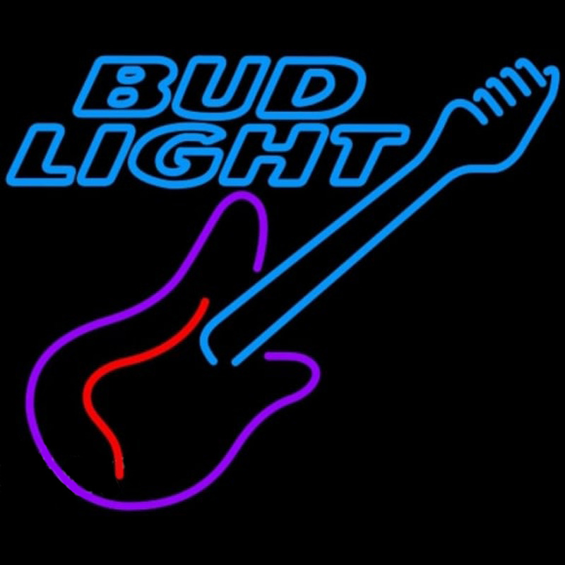 Bud Light Guitar Purple Red Beer Sign Neonreclame