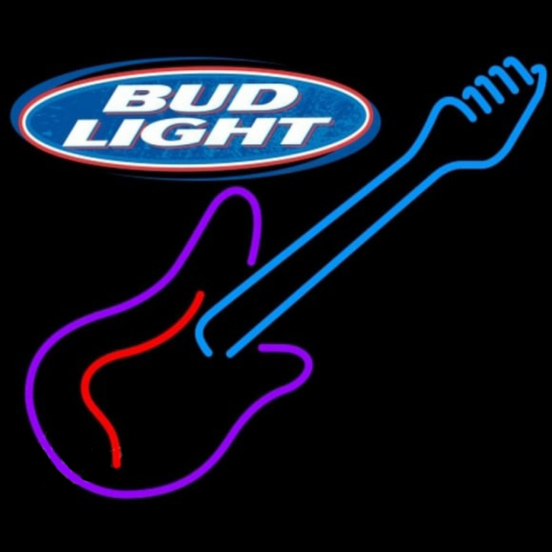 Bud Light Guitar Purple Red Beer Sign Neonreclame