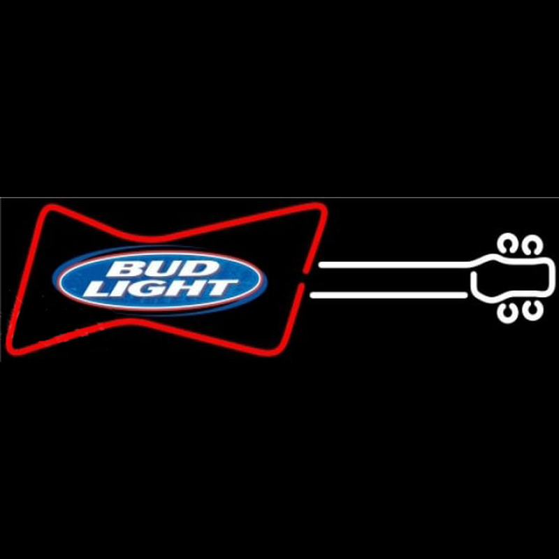 Bud Light Guitar Red White Beer Sign Neonreclame