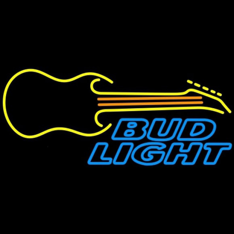 Bud Light Guitar Yellow Orange Beer Sign Neonreclame
