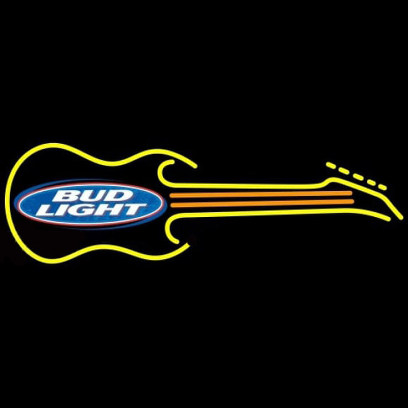 Bud Light Guitar Yellow Orange Beer Sign Neonreclame