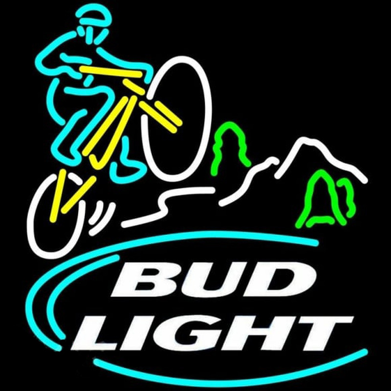 Bud Light Mountain Biker Beer Sign Neonreclame