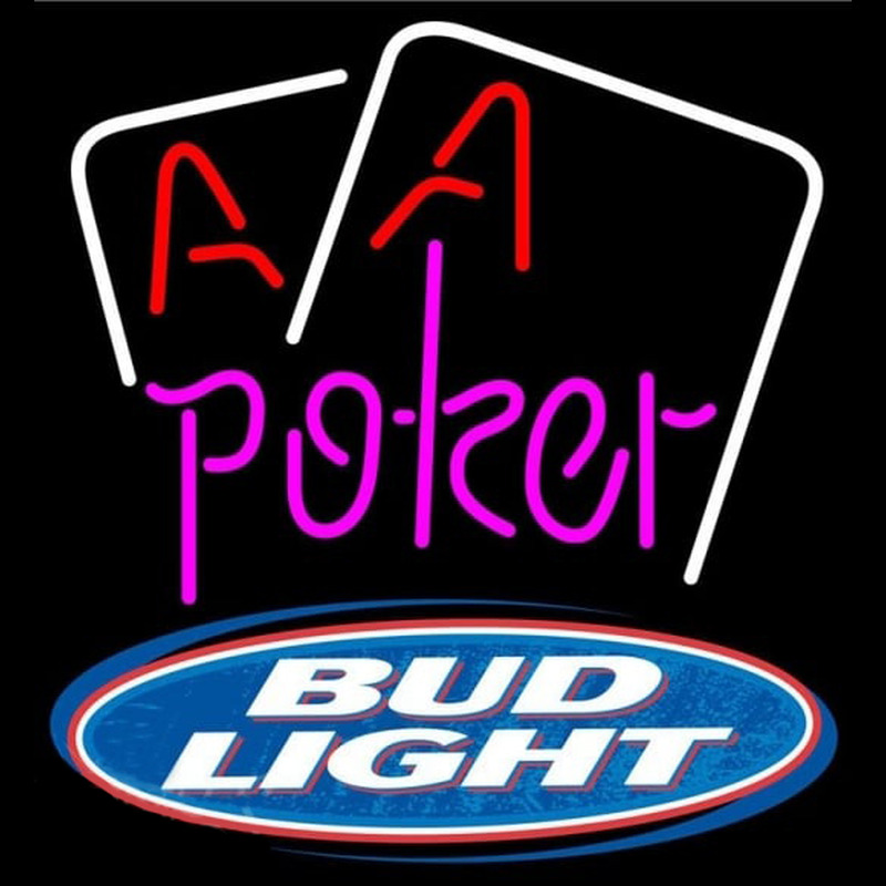 Bud Light Purple Lettering Red Aces White Cards Beer Sign Neonreclame