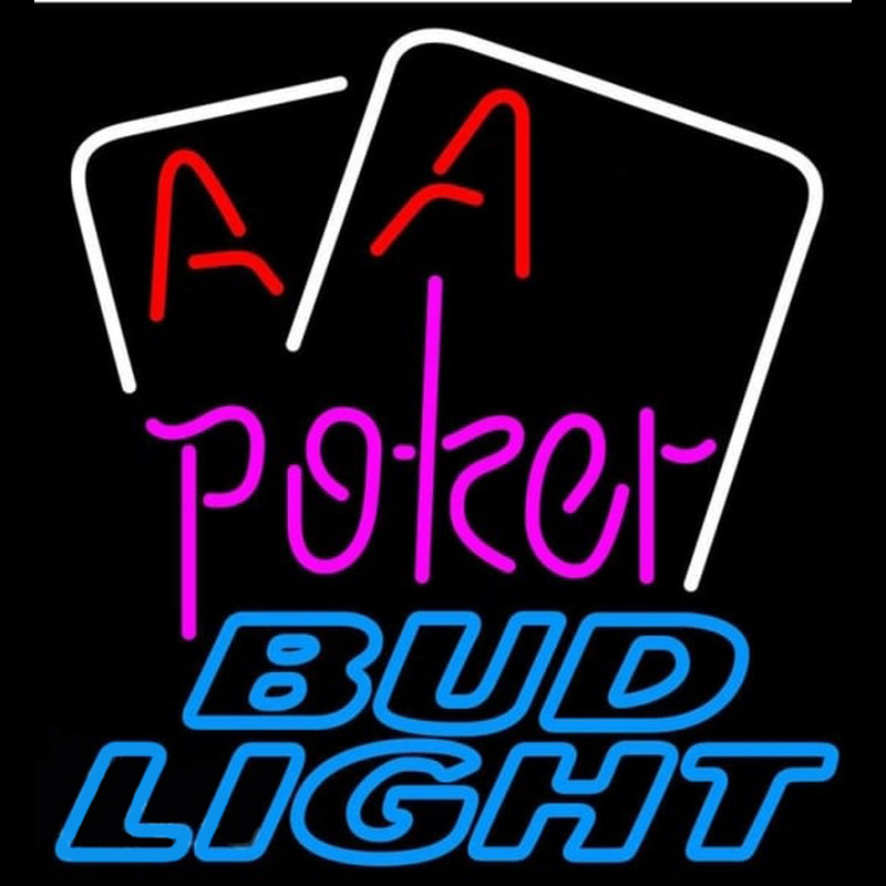Bud Light Purple Lettering Red Aces White Cards Beer Sign Neonreclame