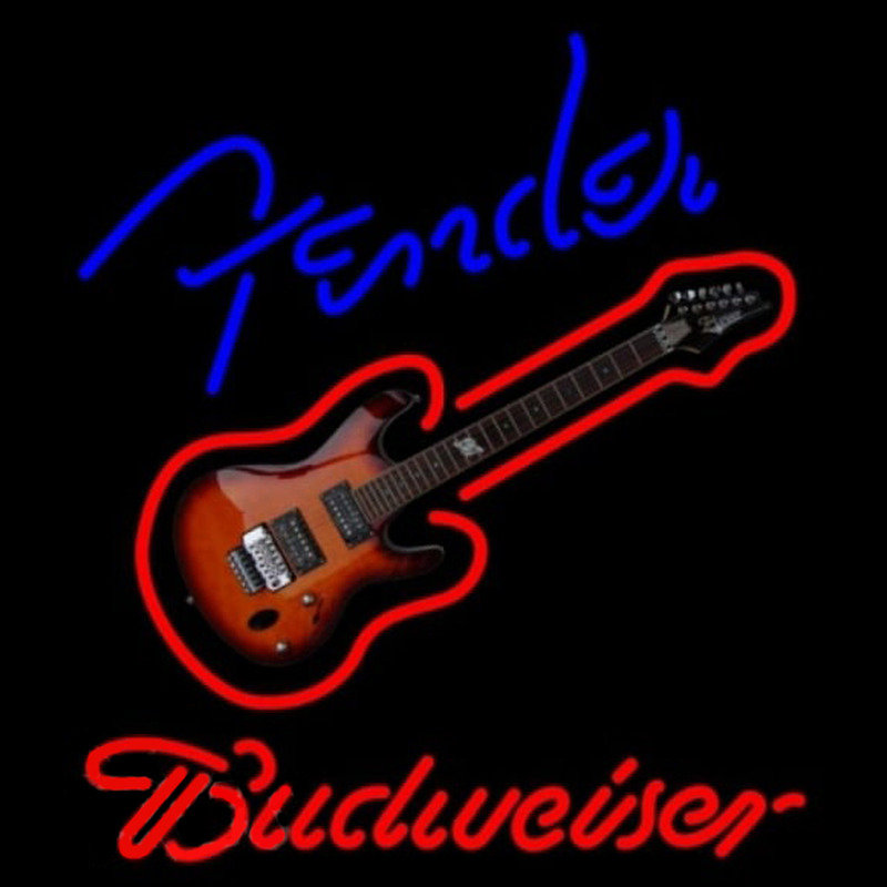 Budweiser Fender Blue Red Guitar Beer Sign Neonreclame