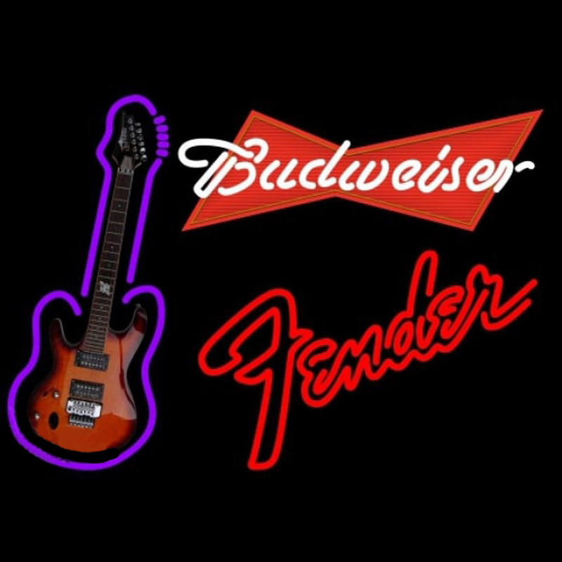 Budweiser Red Fender Red Guitar Beer Sign Neonreclame