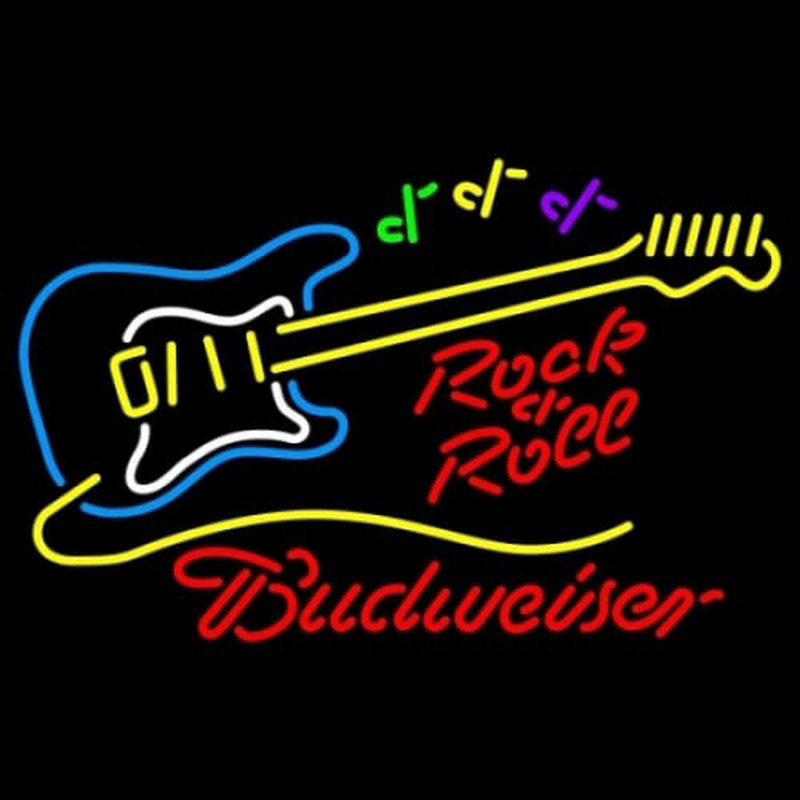 Budweiser Rock N Roll Yellow Guitar Neonreclame