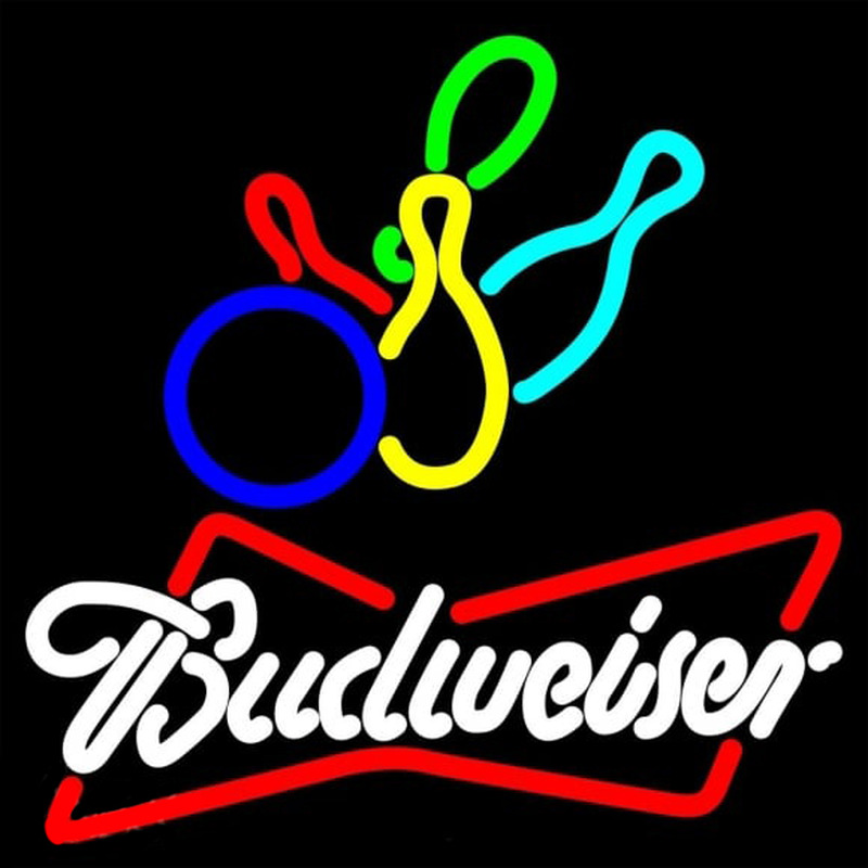 Budweiser White Colored Bowling Beer Sign Neonreclame