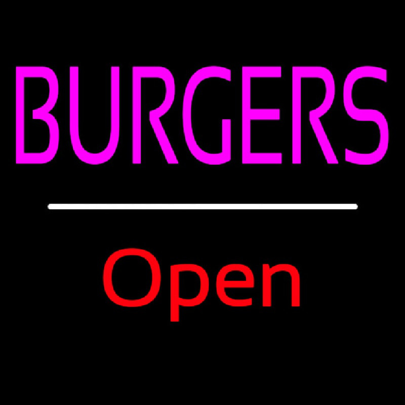 Burgers Open White Line Neonreclame