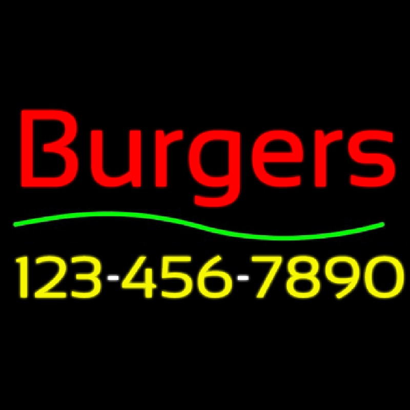 Burgers With Phone Number Neonreclame