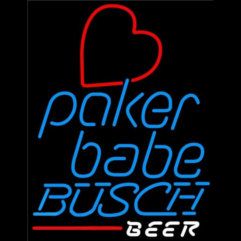 Busch Poker Girl Heart Babe Beer Sign Neonreclame