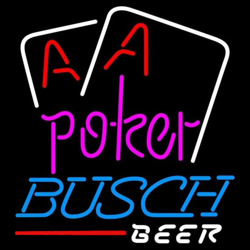 Busch Purple Lettering Red Aces White Cards Beer Sign Neonreclame